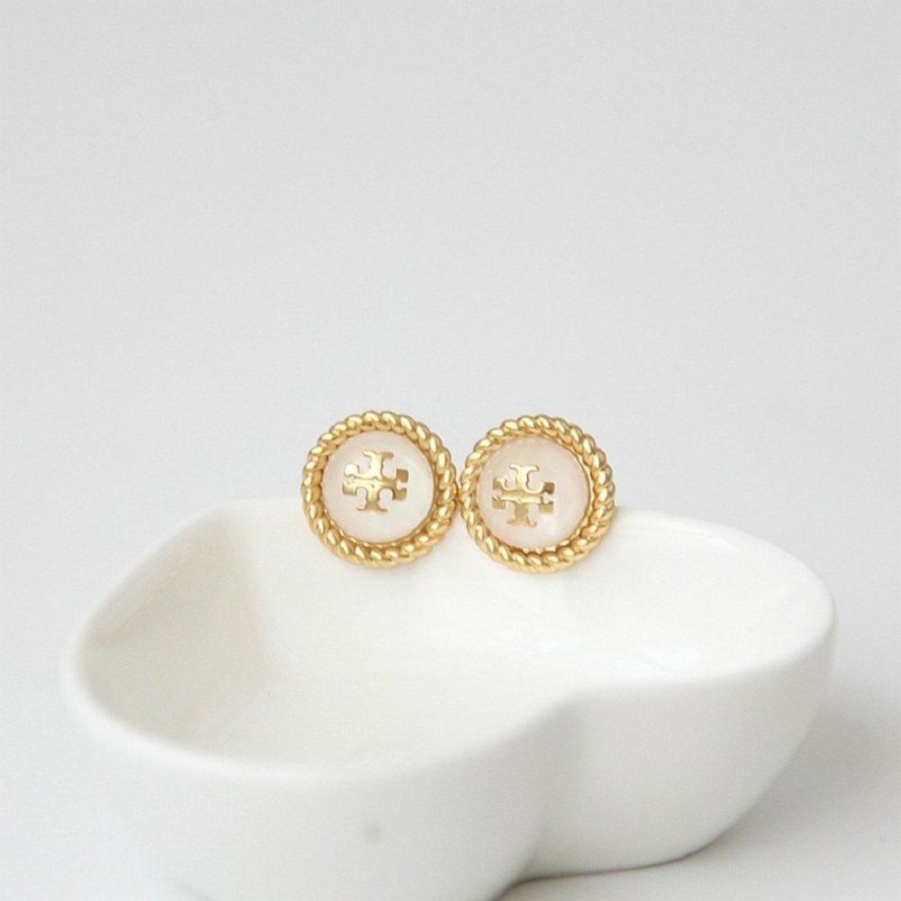 Tory Burch Kira Stud Glass Mother Of Pearl Earring